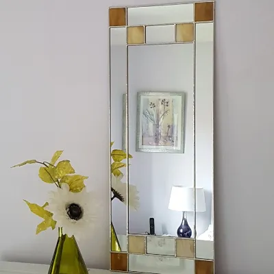 Small Brown/Cream Art Deco Mirror