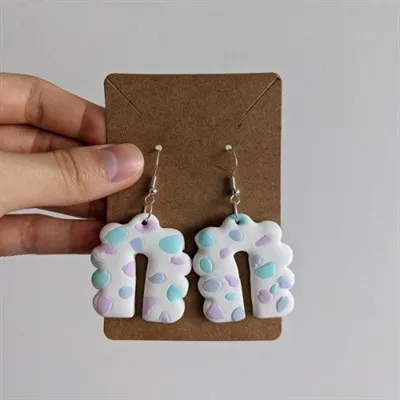 Speckled Bubble Arch Clay Earrings