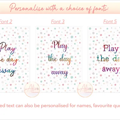 Spotty Play the Day Away Foil Print - font examples