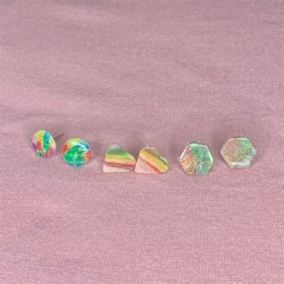 Spring fling stud trio rainbow gem