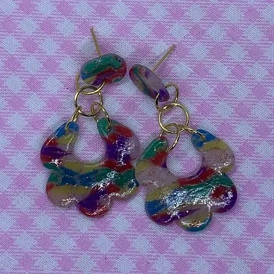 Stained glass Flower petal dangles small 2
