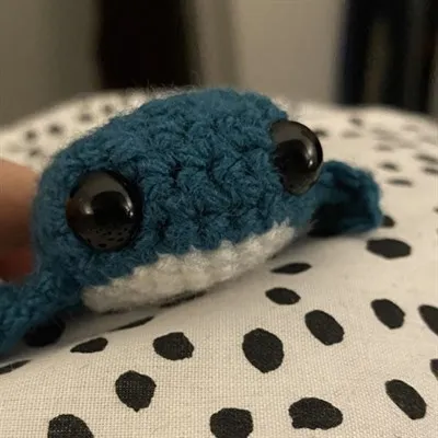 Tiny Crochet Whale in blue and white