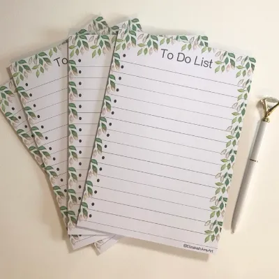 To Do List notepad green leaf print  - t 1
