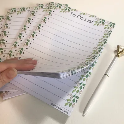 To Do List notepad green leaf print  - t 2