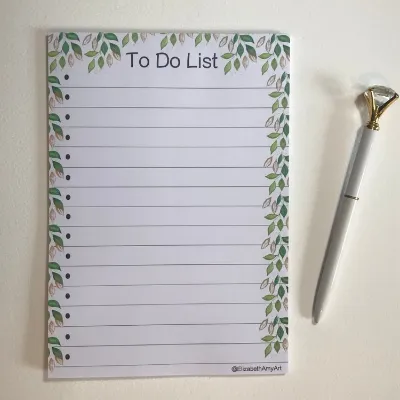 To Do List notepad green leaf print  - t 4