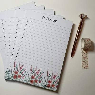 To do list notepad pink meadow art print 1