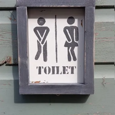 Toilet Sign Handmade Reclaimed Grey Fun  1