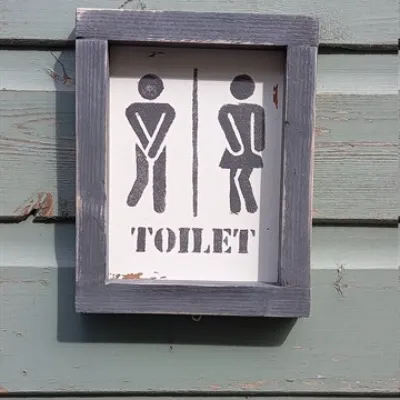 Toilet Sign Handmade Reclaimed Grey Fun  3