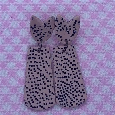 Tulip stud Dangles spring fling blush Dalmatian 2