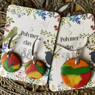 Vibrant Summer Polymer Clay Pendant And 1