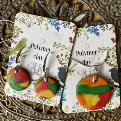 Vibrant Summer Polymer Clay Pendant And 2