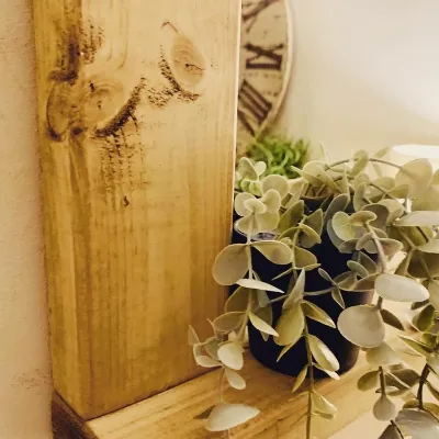 Waxed Handmade wooden Mirror with shelf 1