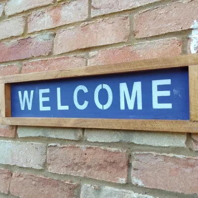 Welcome rustic handmade sign 2