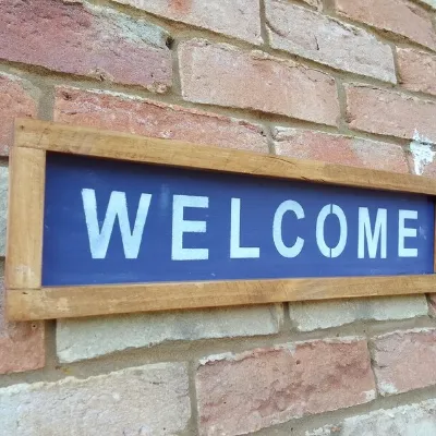 Welcome rustic handmade sign 3