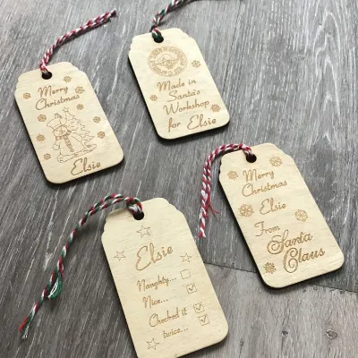 Wooden engraved personalised gift tag, s 2