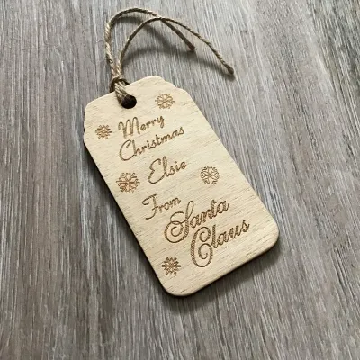 Wooden engraved personalised gift tag, s 5