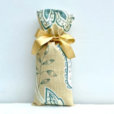 Yellow and Turquoise Floral Gift Bag 1