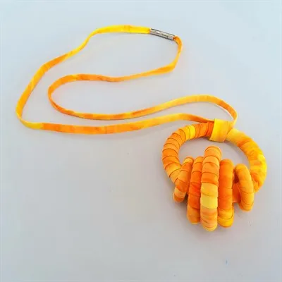 Yellow fabric pendant necklace