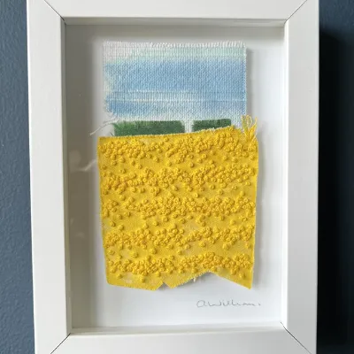 Yellow Flowers Embroidery Landscape 1