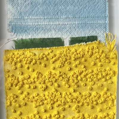 Yellow Flowers Embroidery Landscape 2