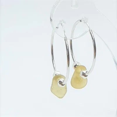 Yellow sea glass 25mm sleeper hoops