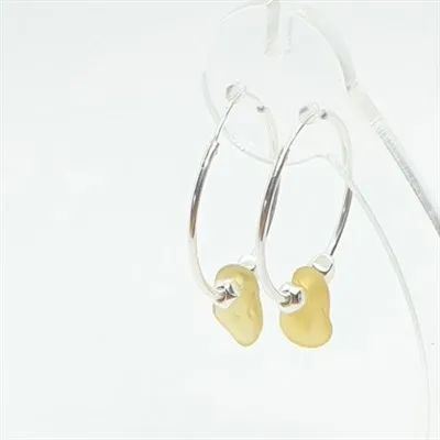 Yellow sea glass 25mm sleeper hoops