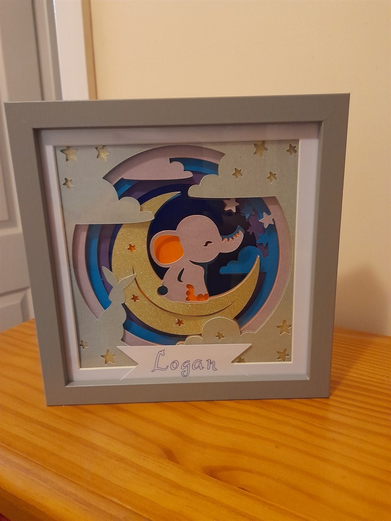 Personalised Baby Elephant Shadow Box, by AllcraftsCarol Small Market