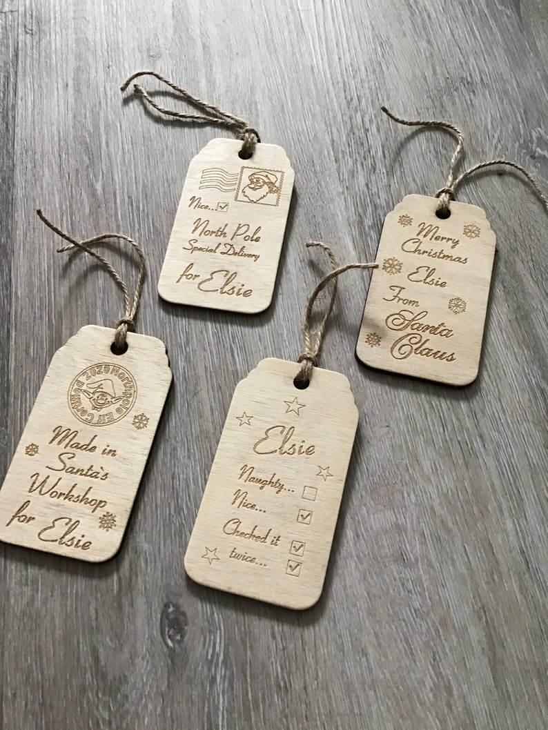 Personalised Wooden Engraved Christmas Gift Tag by Mondays child