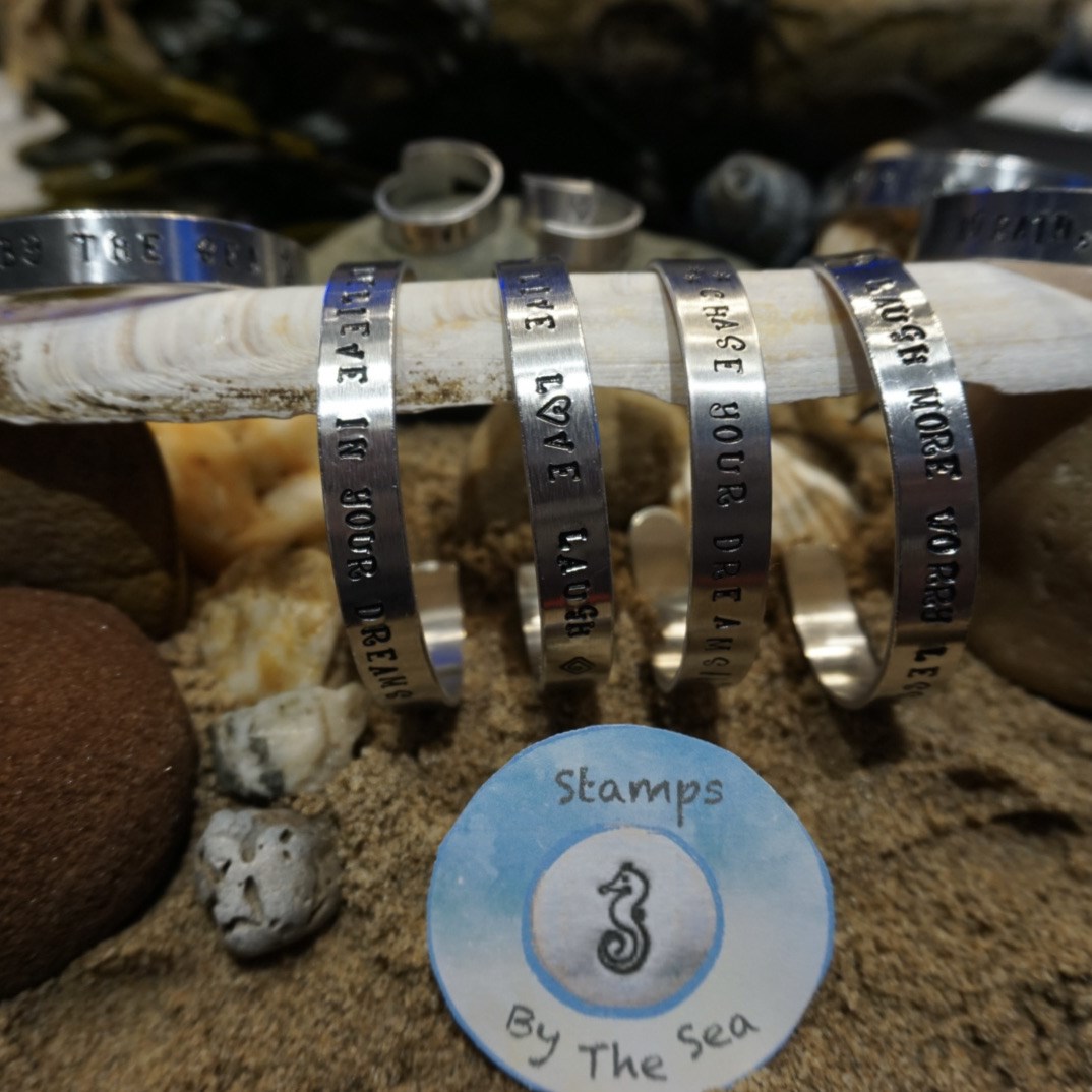 Personalised hand stamped bracelets stampsbythesea by Stamps by the Sea Small Market