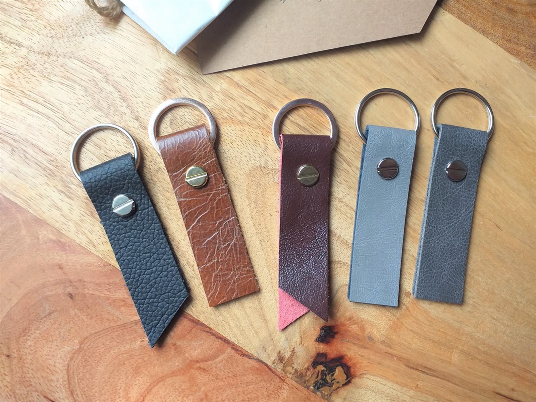 Personalised Embossed Leather Keyring Handmade by Treacle Rose