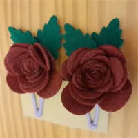 2 Felt Rose hair clips hair accessories. 6