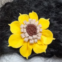 2 Felt Sunflower clips hair accessories. 2