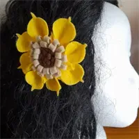 2 Felt Sunflower clips hair accessories. 3