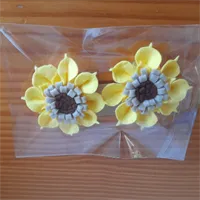 2 Felt Sunflower clips hair accessories. 5