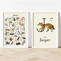 2pce Vintage Style Alphabet Name Prints