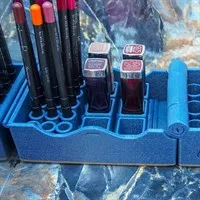 Glittery Blue Personalised 3D printed cosmetic organiser. Open to use both sides on your dressing ta