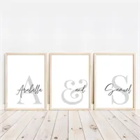3pce Grey Couples Names & Initial Prints