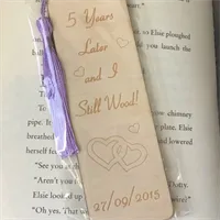 5th wedding anniversary wooden bookmark, 2