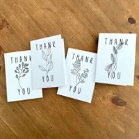 8 Thank You Cards, Flower Line Art