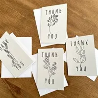 8 Thank You Cards, Flower Line Art