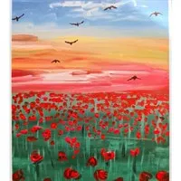 A print of poppy landscape oil painting