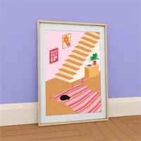 A4 Funky Interior Print Framed Example
