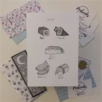 Handmade Pen Artwork featuring Sushi Variations