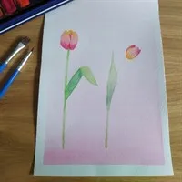 A5 Tulip watercolour painting