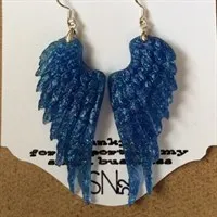 Blue Angel Wing Drop Earrings