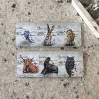 Set of six animal & criccieth castle coasters