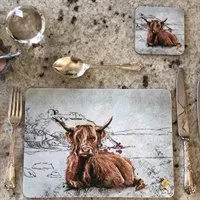 Highland cow, Animal & Criccieth Castle Placemats