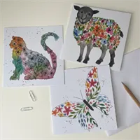 Animal Greetings Cards Pack/set Handmade