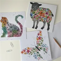 Animal Greetings Cards Pack/Set Handmade 5