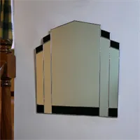 Art Deco 1930s vintage style black stained glass mirror